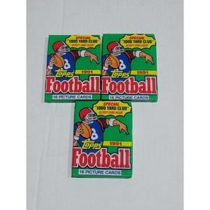 1991 TOPPS FOOTBALL WITH SPECIAL "1000 YARD CLUB" GLOSSY CARD INSIDE…UNOPENED!